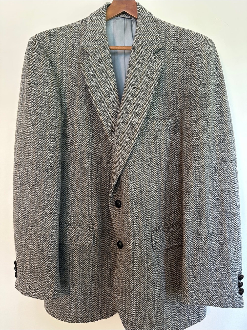 Harris Tweed Classic Herringbone Wool Blazer -Gray 38 regular